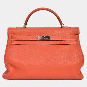 Pre Owned Hermes Coral Clemence Leather Kelly 40 with Strap