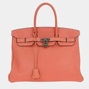 Pre Owned Hermes Crevette Taurillon Clemence Birkin 35 Handbag
