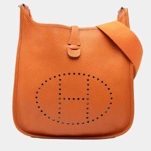 مملوكة مسبقًا Hermes Orange Clemence Evelyne III PM