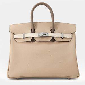 مملوكة مسبقًا Hermes Birkin Tricolor Trench/Craie/Etoupe Epsom Size 25
