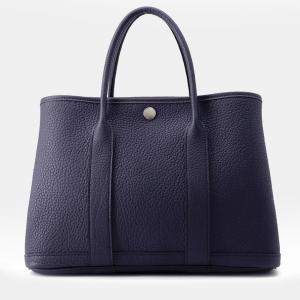 مملوكة مسبقًا Hermes Garden Party Blue Indigo Negonda Leather Size TPM