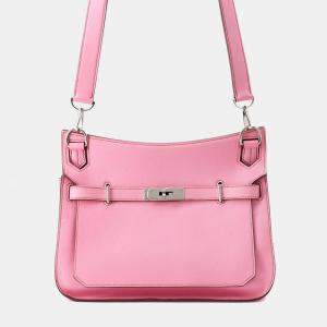 Pre Owned Hermes Jypsiere Uno Pink Swift Leather Size 28