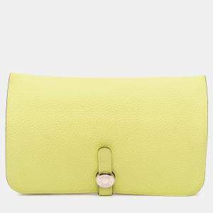 Pre Owned Hermes Yellow Togo Dogon Duo Wallet GM
