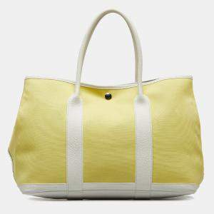 Pre Owned حقيبة هيرمس جاردن بارتي 36 نيجوندا وتويل أبيض وأصفر