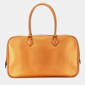 Pre Owned Hermes Orange Metallic Chevre Coromandel Plume Elan 28