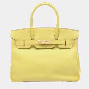 مملوكة مسبقًا Hermes Birkin 30 Lime Yellow Epsom Leather Tote Bag