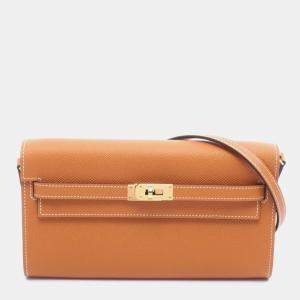 مملوكة مسبقًا Hermes Kelly To Go Toffee Epsom Leather Wallet