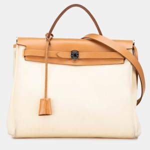 مملوكة مسبقًا Hermes Brown Toile Herbag Zip 31