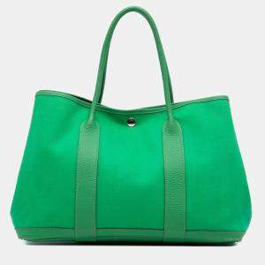 مملوكة مسبقًا حقيبة هيرمس غاردن بارتي 36 نيجوندا وقماش للحدائق أخضر