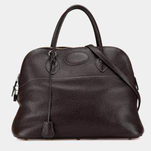 Pre Owned Hermes Brown Clemence Bolide 35