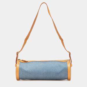 مملوكة مسبقًا Hermes Blue Brown Denim and Calfskin Sac Doremi 33
