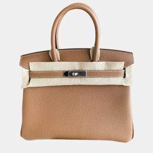 Pre Owned حقيبة هيرمس بيركين 30 جلد توغو ذهبي مع قطع بلاديوم