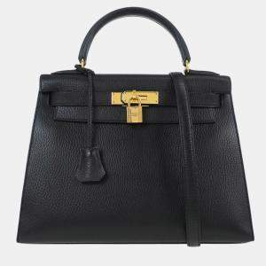 Pre Owned Hermes Black Ardennes Kelly 28 Sellier 2way Handbag