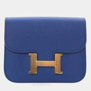 Pre Owned Hermes Bleu France Evercolor Constance Slim Wallet