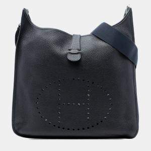 Pre Owned Hermes Blue Clemence Evelyne III 40