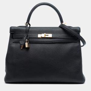 مملوكة مسبقًا Hermes Black Togo Kelly II Retourne 35