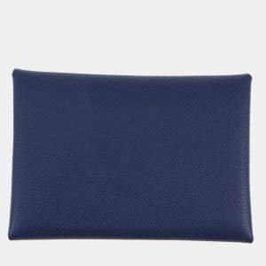 مملوكة مسبقًا Hermes Calvi Duo Blue Saphir Epsom