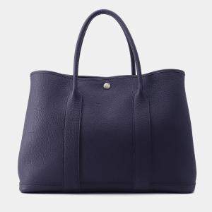مملوكة مسبقًا Hermes Garden Party Blue Indigo Negonda Leather Size Pm