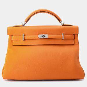 Pre Owned Hermes Maxi Kelly Orange Togo Leather Size 42