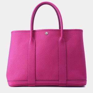 Pre Owned Hermes Garden Party Rose Purple Negonda Leather Size Pm