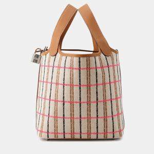 مملوكة مسبقًا Hermes Picotin Lock Blanket Gold/Ecru/Fauve/Rose Pop Toile H Swift Leather Size Pm
