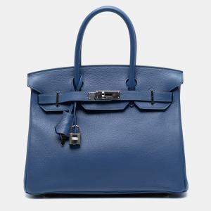 Pre Owned Hermes Blue Togo Birkin Retourne 30