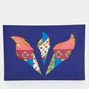 مملوكة مسبقًا حقيبة كلتش صغيرة هيرمس جلد أزرق بيتيت آش