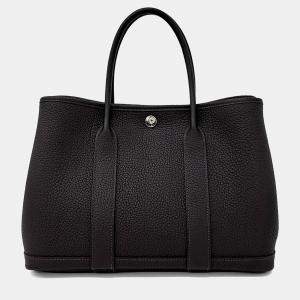 Pre Owned حقيبة هيرمس جاردن بارتي جلد أسود 30