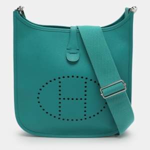 Pre Owned Hermes Evelyne 29 III PM Malachite Epsom Leather Bag