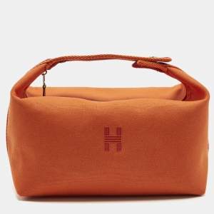 Pre Owned Hermès Bride-a-Brac Large Orange Feu Canvas Pouch