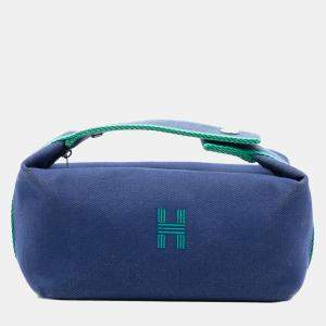 مملوكة مسبقًا حقيبة هيرمس برايد أ براك صغيرة توايل أزرق أخضر