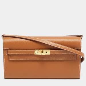 Pre Owned محفظة هيرمس كيلي تو جو جلد إبسوم ذهبي