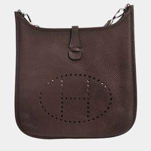 مملوكة مسبقًا Hermes Chocolat Togo Evelyne 3 29 PM Shoulder Bag