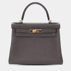 مملوكة مسبقًا Hermes Grey Togo Kelly II Retourne 28