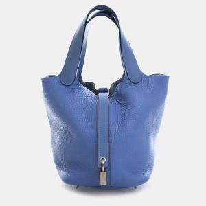 مملوكة مسبقًا Hermes Blue Clemence and Swift Picotin Lock 18