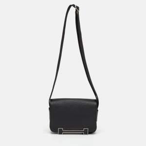 مملوكة مسبقًا Hermès Geta Black Chevre Mysore Leather Shoulder Bag