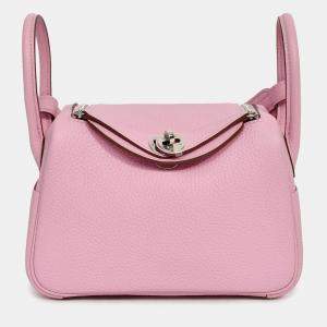 مملوكة مسبقًا Hermes 2022 Mauve Sylvestre Clemence Leather Mini Lindy