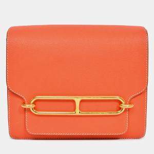 Pre Owned Hermes Orange Evercolour Leather Sac Roulis 23 Crossbody