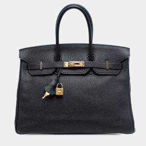 Pre Owned حقيبة هيرمس بيركن توغو زرقاء ريتورن 35