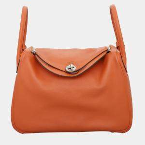 مملوكة مسبقًا Hermes Lindy 30 Leather Orange Bag