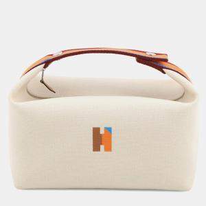 مملوكة مسبقًا حقيبة هيرمس برايد إيه قماش طبيعي بافيليون سوداء مقاس جم