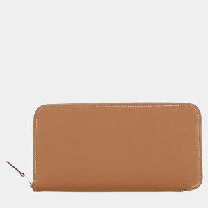 Pre Owned Hermes Azap Long Silk In Gold Epsom