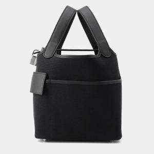 مملوكة مسبقًا Hermes Picotin Padlock 18 Cargo Black Swift Leather Toile Goelan Handbag
