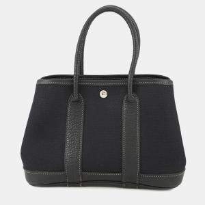 مملوكة مسبقًا Hermes Garden Party Black Toile Officier Negonda Leather Size Ttpm
