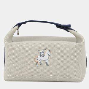 مملوكة مسبقًا حقيبة هيرميس برايد أ براك كابريو قماش شحم مقاس جي إم