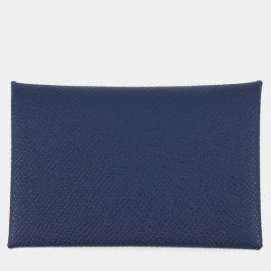 Pre Owned محفظة هيرمس كالفى إيبيسوم أزرق غامق