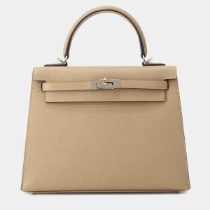 Pre Owned Hermes Kelly Sellier Poussiere Epsom Size 25