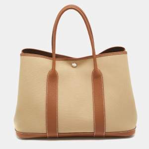 مملوكة مسبقًا Hermès Garden Party 36 Trench/Gold Officier Toile and Negonda Leather Tote