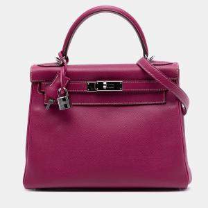 Pre Owned Hermes Purple Epsom Candy Kelly II Retourne 28
