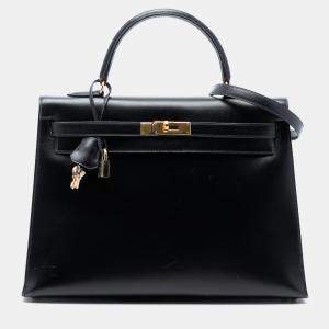 Pre Owned Hermes Black Box Calf Kelly Sellier 35